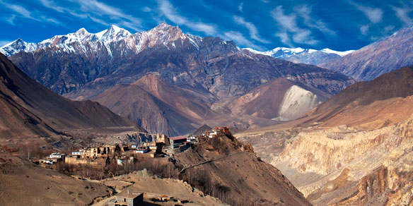 Small village on mountain top, Nepal