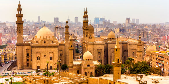 View onto Mosques of Sultan Hassan and Al Rifai, Cairo, Egypt